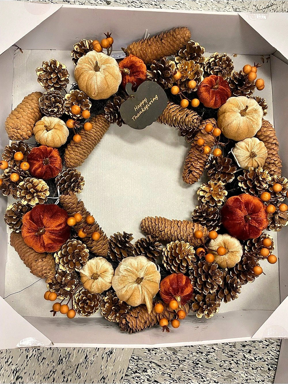 Brand New!! Fall Harvest Pumpkin Pinecone Wreath